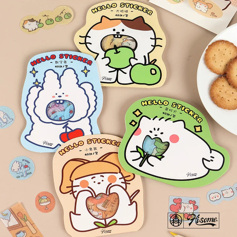 

Cute Series Funny Cartoon Animal Rabbit Literary Hand Account decoration Sticker Diary Scrapbook Decoration Stationery Stickers