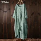Платье ZANZEA женское винтажное в клетку, сарафан средней длины в клетку, повседневный праздвечерние чный наряд с круглым вырезом, лето 2021