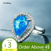 visisap pear shaped water drop opals rings for women hollow out lady zircon ring dropshipping fashion jewelry factory b1418