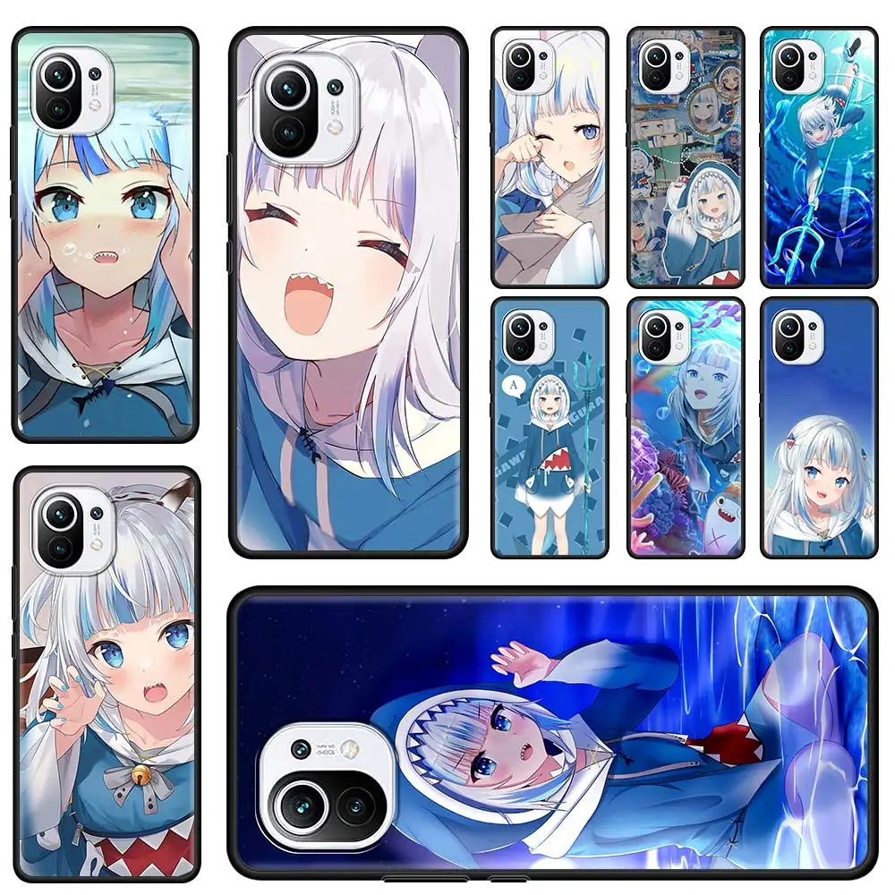 

Anime Hololive Gawr Gura Phone Case For Xiaomi Mi 11 Ultra 11X 10T 10 9T Pro A2 Lite CC9 CC9E 11i Black Soft Funda Shell Cover