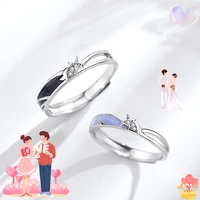 japan and south korea style s925 sterling silver couple rings for women can be adjustable jewelry for engagement and wedding