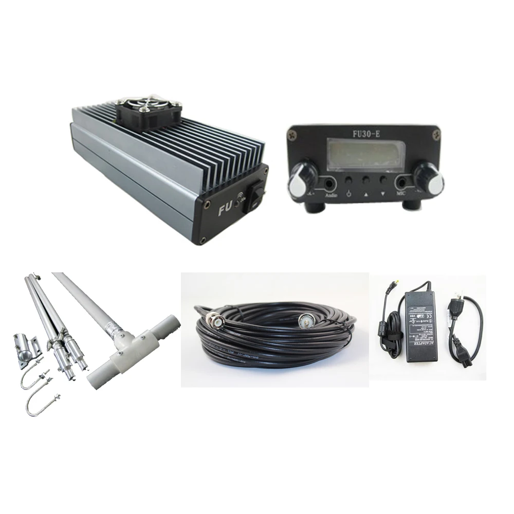 FU-30E 30 Вт fm-передатчик радио усилитель Exicter + DP100 1/2 волна антенна с адаптером