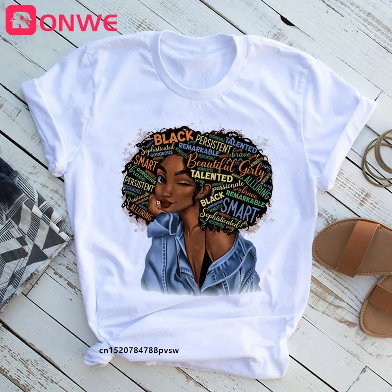Женская футболка с принтом She Is Strong Melanin Queen | одежда