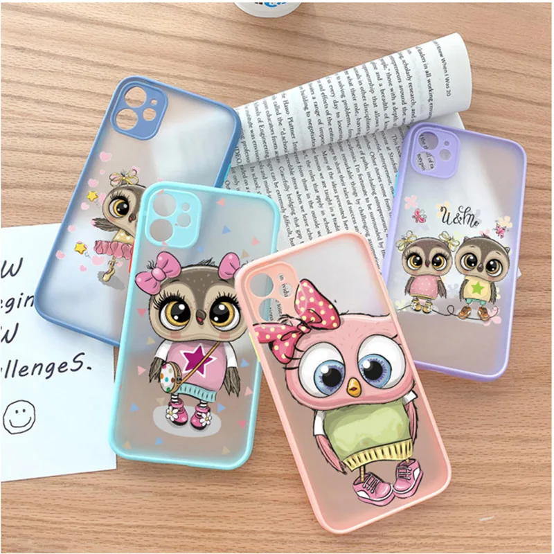 owl painted case for redmi note 10 pro 10s note 9 8 9s 7 9a 9c matte pc phone cover for xiaomi mi 11 lite poco x3 10t 10 capa free global shipping