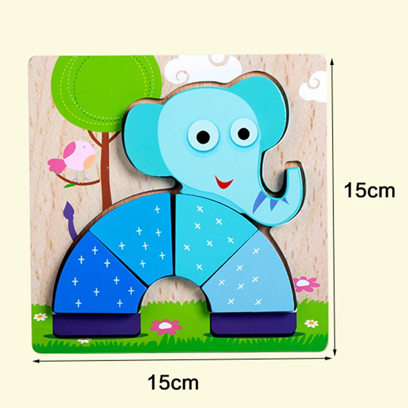 DDWE 3D Wooden Toys Puzzles Kids Solid Wood Thicken Colorful Puzzle Toy Cartoon Animals Educational For 1-2-3 Old | Игрушки и хобби