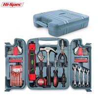 hi spec 53pc home repair tool set household diy hand tool kits with screwdrivers pleirs hammer wrenches in plastic box case