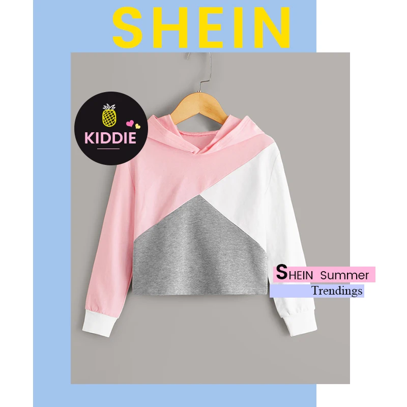 SHEIN Kiddie/Укороченный свитшот с капюшоном для маленьких девочек; Детские топы; коллекция года; осенние повседневные толстовки с длинными рукавами для подростков