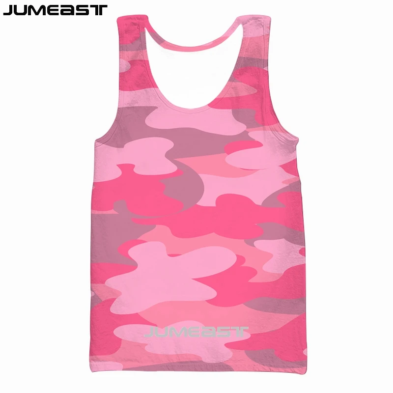 Jumeast Men Women 3D Printed Vest Camouflage Streetwear Harajuku Oversized Short Sleeve Sport Pullover Summer Tank Tops Tees | Мужская