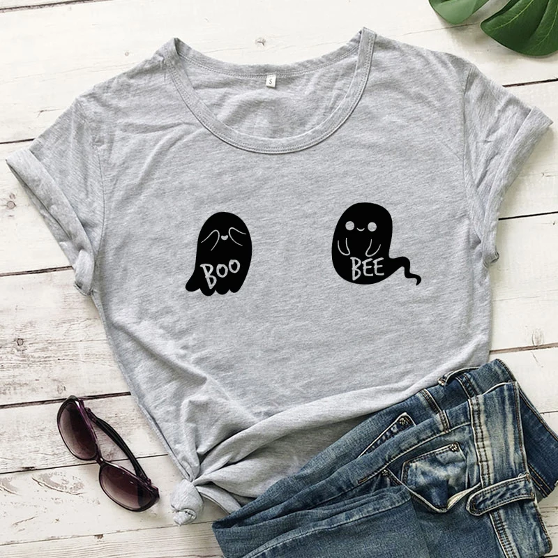 Милая забавная футболка Boo Bee для Хэллоуина топы унисекс в эстетике Tumblr Винтажная