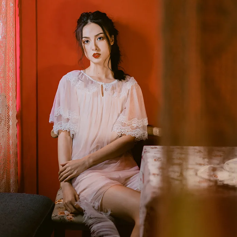 2019 летний пижамный комплект принцессы винтажная кружевная одежда для сна