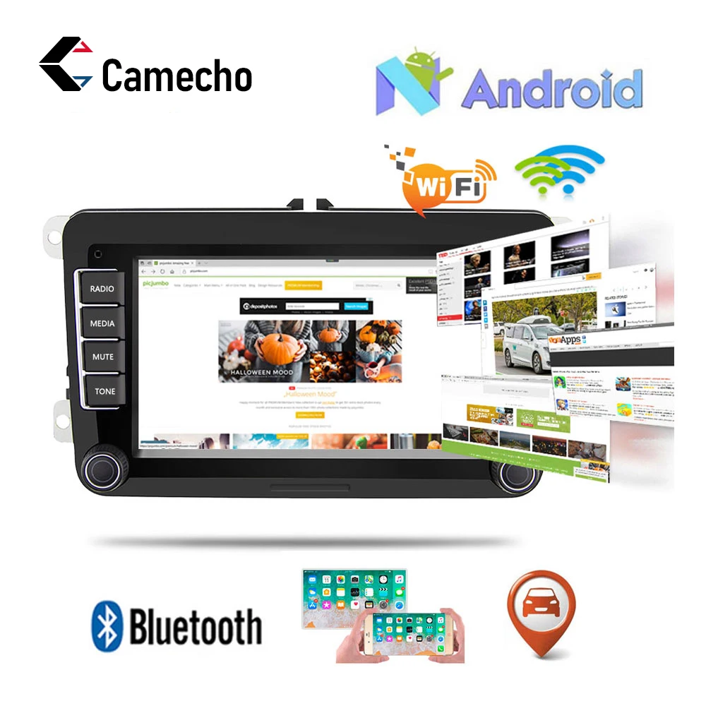 Camecho Android автомобильное радио GPS Wifi Bluetooth Автомобильный мультимедийный плеер 7 &quotHD
