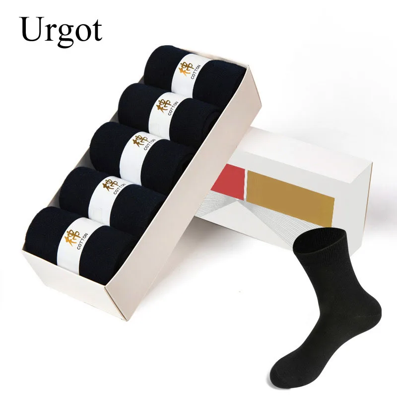 

Urgot 5 Pairs/Lot Mens Cotton Socks Black Business Men Socks Breathable Spring Summer Autumn Male Calcetines Hombre Meias NO BOX