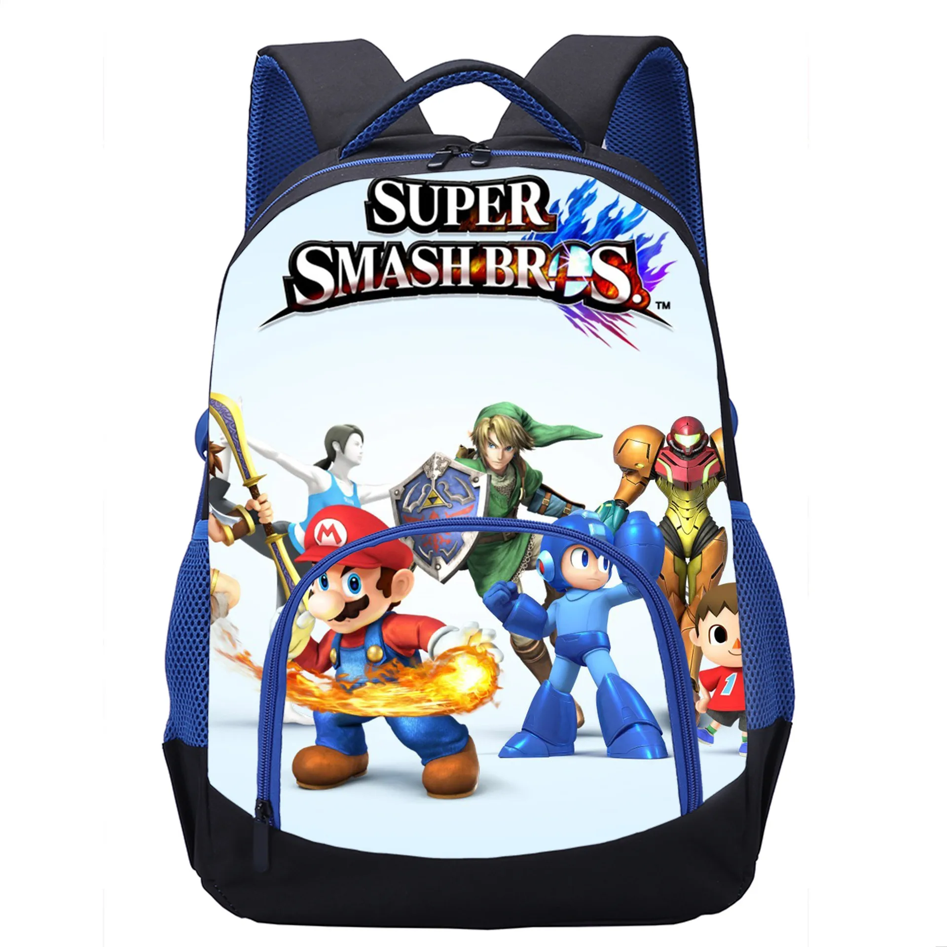 

New Anime Mario Bros High Capacity Waterproof Backpack Cartoon Cute Printing with Side Pocket Internal Interval Kids School Bag