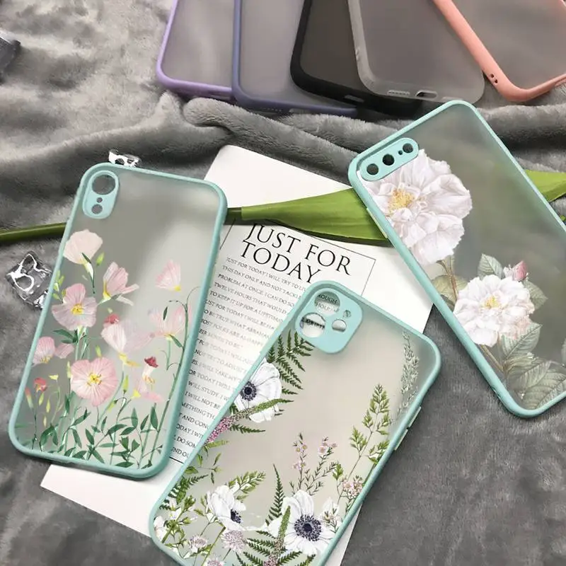 

Beautiful flower art pattern Phone Case matte transparent For iphone 7 8 11 12 13 plus mini x xs xr pro max cover