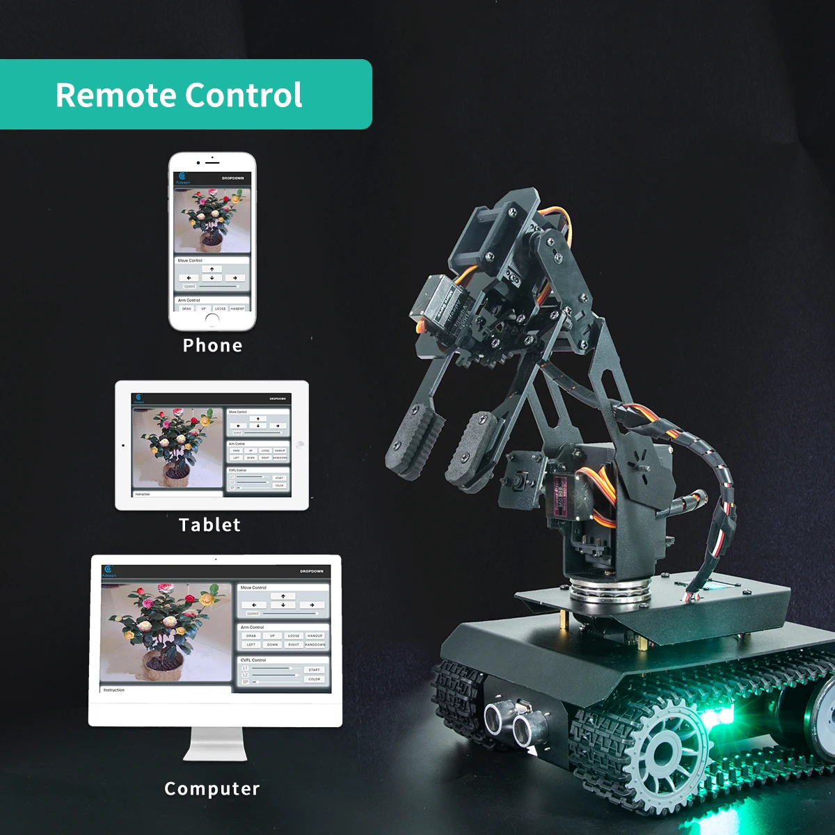 Verkauf Adeept RaspTank Pro Roboter Auto Kit, WiFi Wireless Smart Roboter Für Raspberry Pi 4 3/3B +, 3-DOF Robotic Arm, OpenCV Ziel Tracking