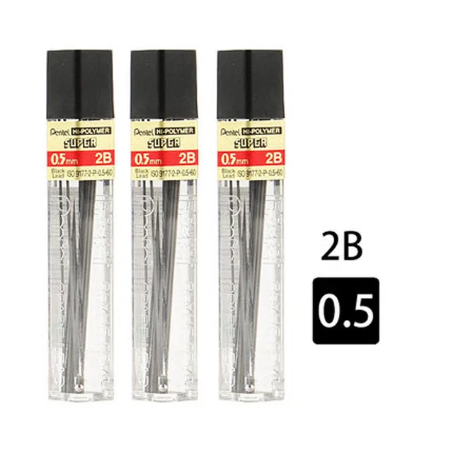 4/6 шт. Pentel C505 грифели для механических карандашей активности стержни для карандаша офисные и школьные принадлежности - Цвет: 4Pcs 2B 05mm