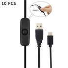 10 шт. USB TypeC кабель питания с кнопкой включения выключения USB A к USB C кабель зарядного устройства USB кабель для Raspberry Pi 4 мобильного телефона
