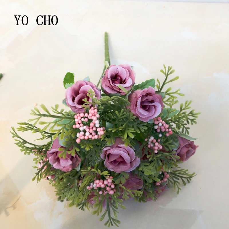 YO CHO искусственные ягоды шелковые розы цветы набор для свадьбы Искусственные