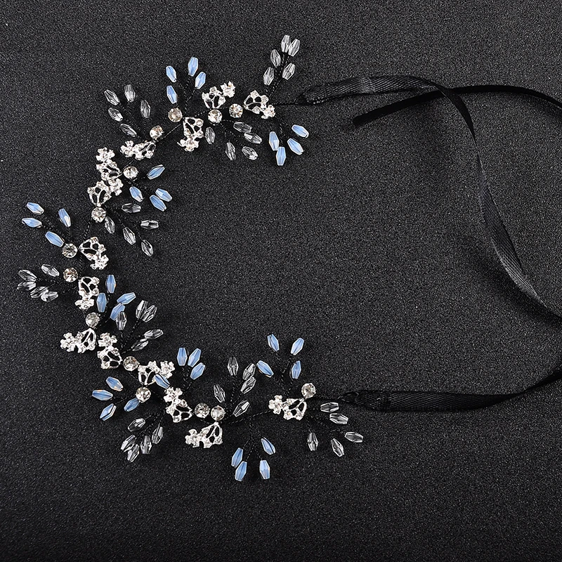 Обруч для волос Женский Свадебный стразы черного цвета украшение на голову |