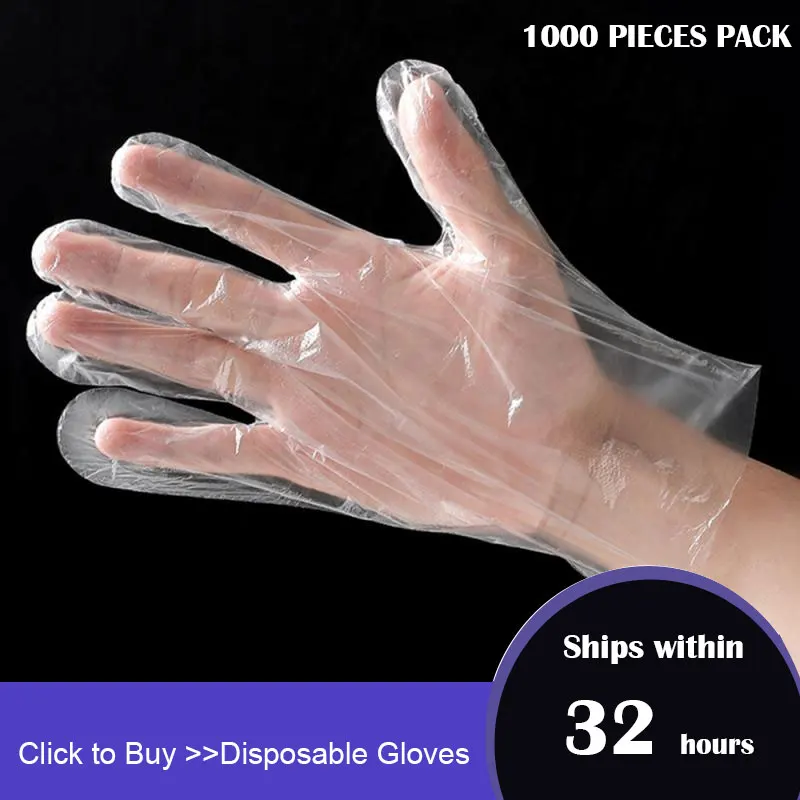 

1000pcs Disposable Transparent Plastic Gloves One-off Sanitary Plastic Gloves Household Restaurant Cleaning BBQ Cooking tool