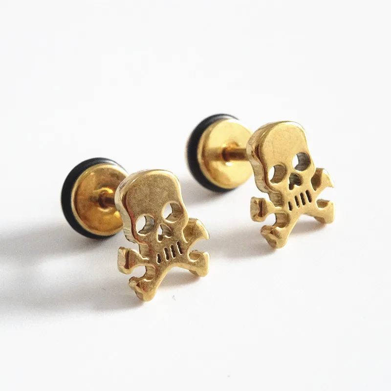 Женские/мужские серьги гвоздики из нержавеющей стали золотистые/черные в стиле