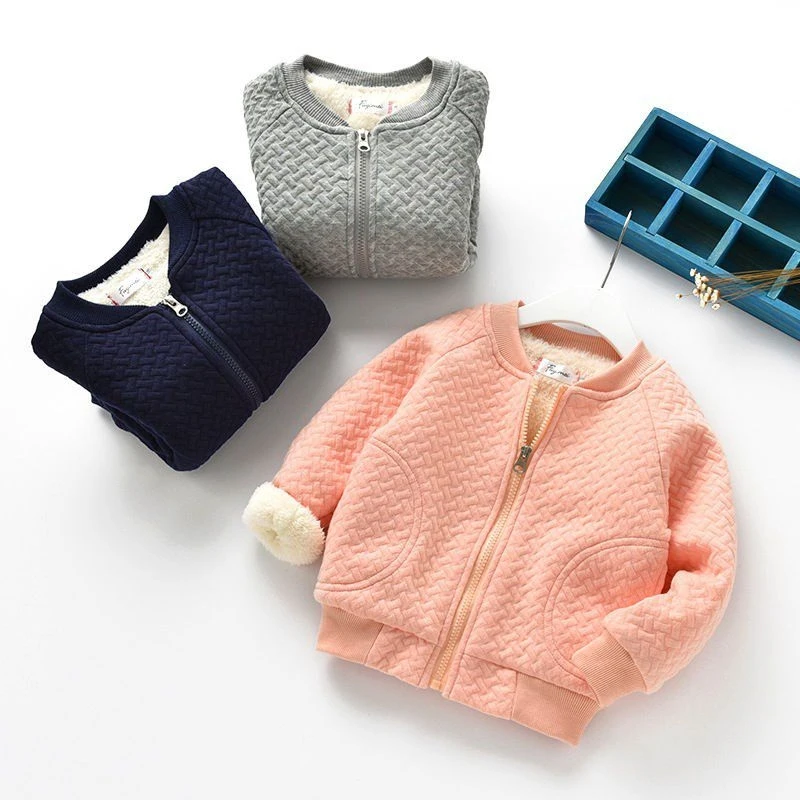 

Детская куртка для девочек, одежда, детское пальто, Детский кардиган на молнии для мальчиков с бархатной подкладкой, теплая хлопковая верхн...