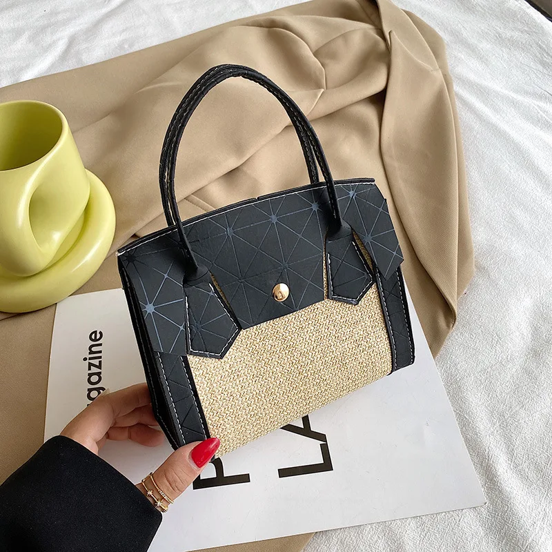 

Ladies leather handbag summer rattan handmade fabric elegant new fashion