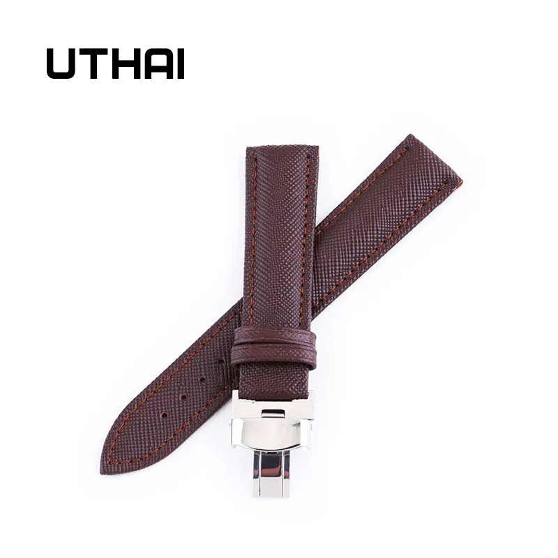 UTHAI B02 мужские Ремешки для наручных часов с кожаным ремешком 18 мм 20 22 складная