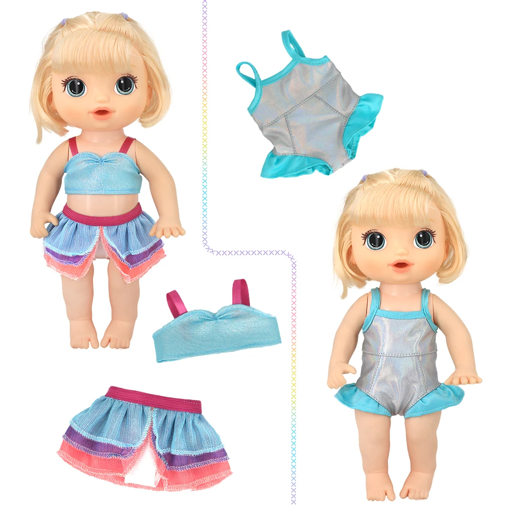 2021 lovely Doll clothes Fashion dresses, swimsuits, tableware for 12 Inch 30CM baby alive doll Toys Crawling Doll accessories images - 6