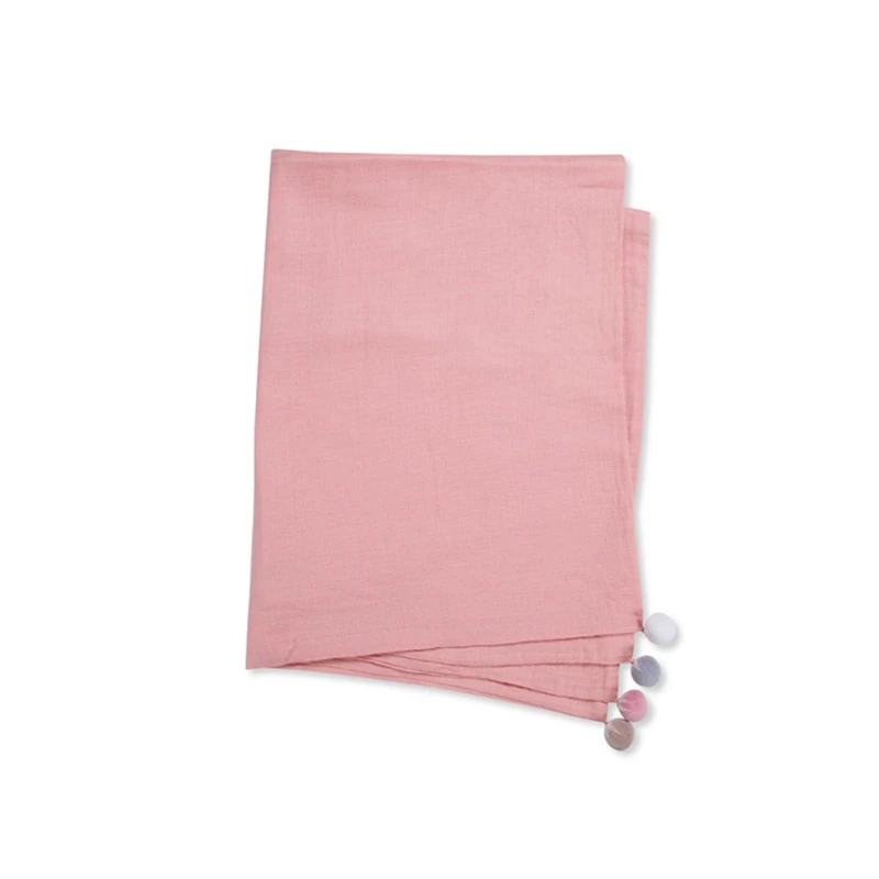 

100x70cm Baby Muslin Receiving Blanket with Cute Balls Infants Swaddling Wrap U50F