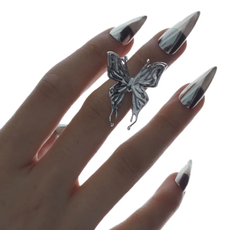 

2021 Opening Vintage Liquid Butterfly Rings For Women Adjustable Rings Wedding Party Statement Jewelry Fashion Ring