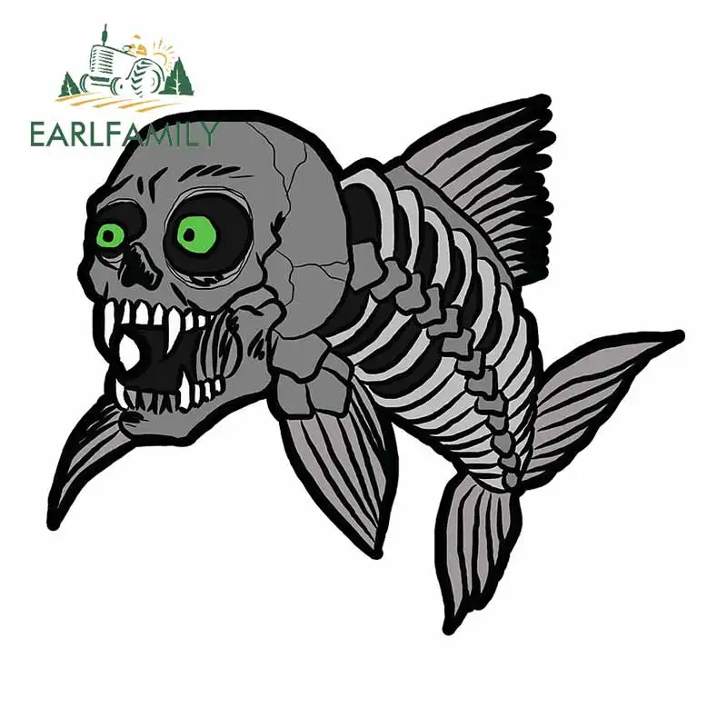 

EARLFAMILY 13cm x 11.3cm for Killer Skull Fish Decal Windows Cartoon Waterproof Car Sticker Personality Windows Car Assessoires