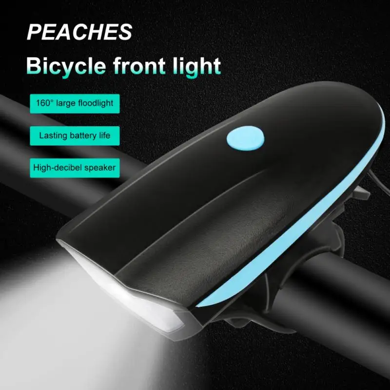 

PEACHES Bicycle Headlight Waterproof With Super Loud Bike Bell Horn 120 DB 3 Modes USB Rechargeable Bicycle Front Light NEW