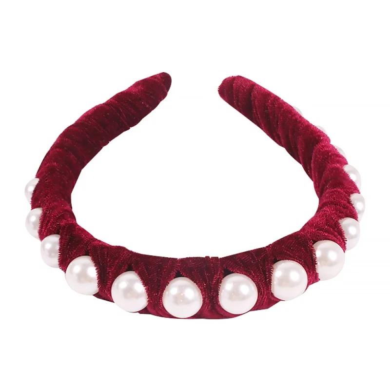 red headband Корейская бархатная Жемчужная Повязка на голову для женщин с узлом ободок для волос повязки для волос Головные уборы Новая мода головной убор аксессуары для волос подарки - Окраска металла: red headband