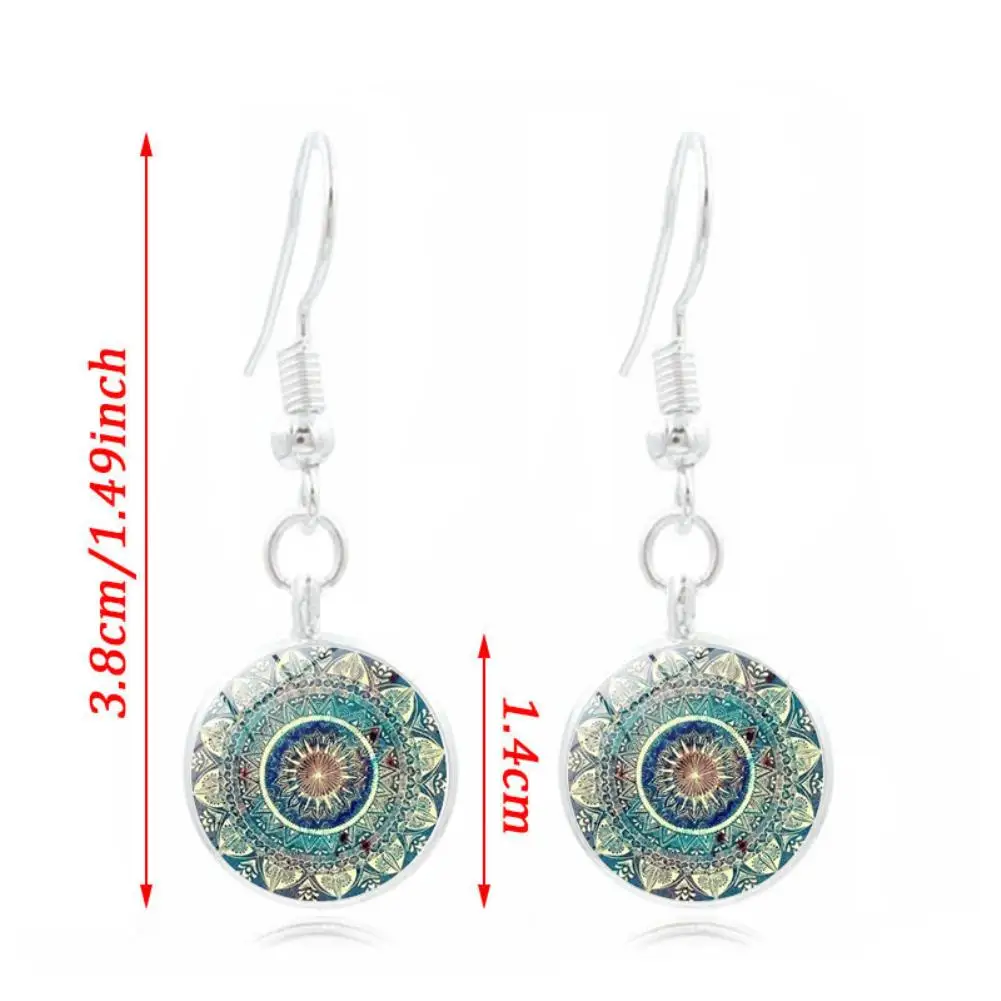 

Women Glass Cabochon Pendant Mandala Necklace Bracelet Earrings Jewelry Set Gift