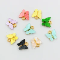 10pcslot 13x13mm trendy alloy butterfly setting acrylic charms lovely diy animal pendant handmade jewelry for necklace bracelet