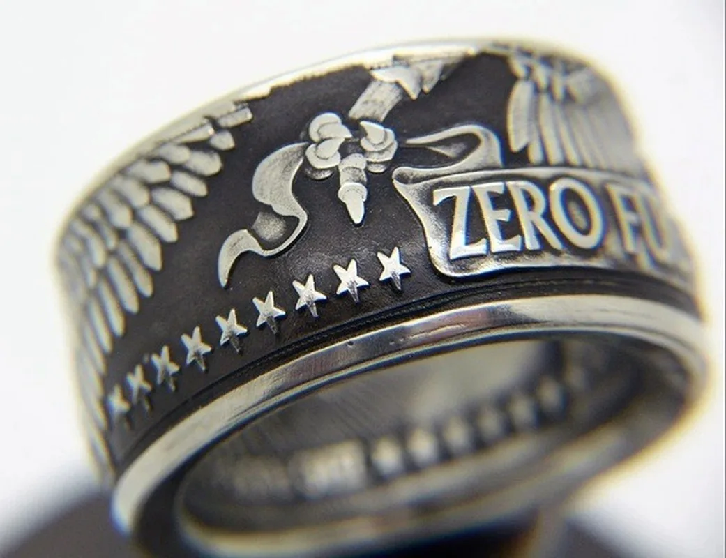 

Zero Fxxks Coin Carving S925 Vintage Thai Silver Ring Vintage Punk Men's Ring Gift Jewelry Ring Wholesale