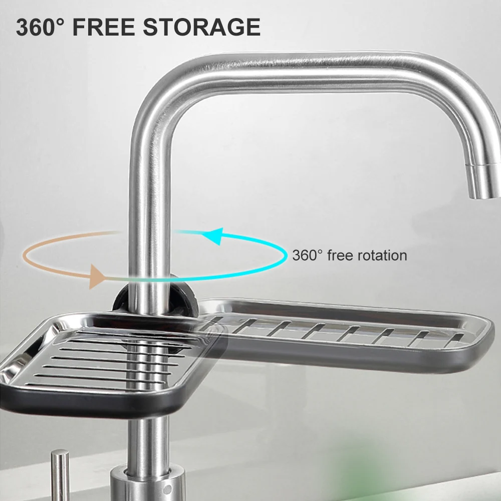 

Sponge Holder Faucet Shelf Sink Caddy Organizer Drain Rack Durable Stainless Steel Rectangle Kitchen Accessories Storage Rack