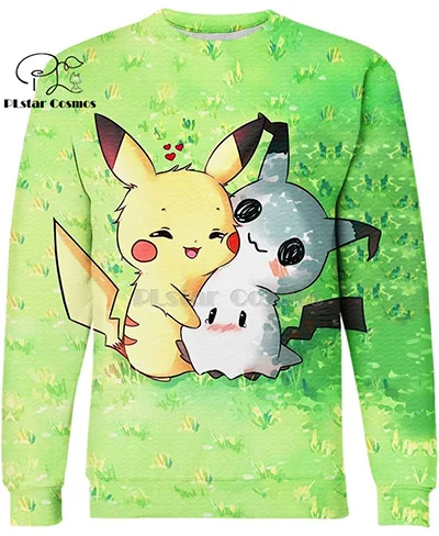 sweatshirt PLstar Космос Покемон из японского аниме Mimikyu и Пикачу Милые 3d толстовки/Толстовка зима осень Забавный Harajuku уличная одежда - Цвет: sweatshirt