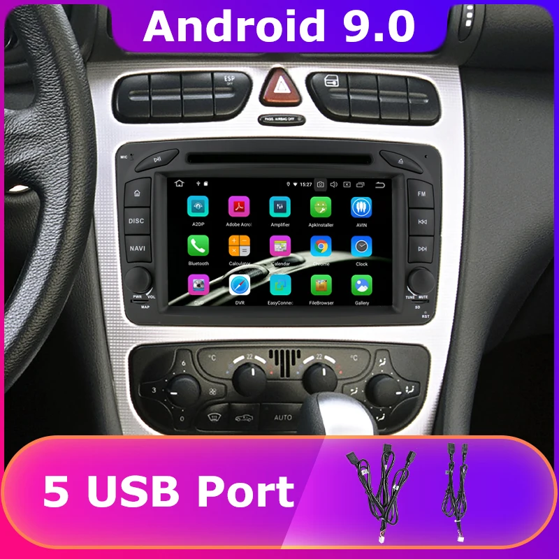 Автомобильный DVD плеер с 5 USB портами Android 9 0 для Mercedes Benz C180 C200 C220 C230 C240 C270 C280 C300 C320 C350
