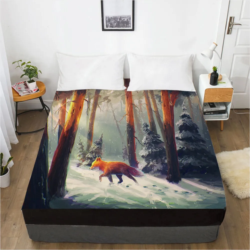 1 шт. с рисунком в виде лисы мягкие простыня Эластичная лента однотонные Простыня