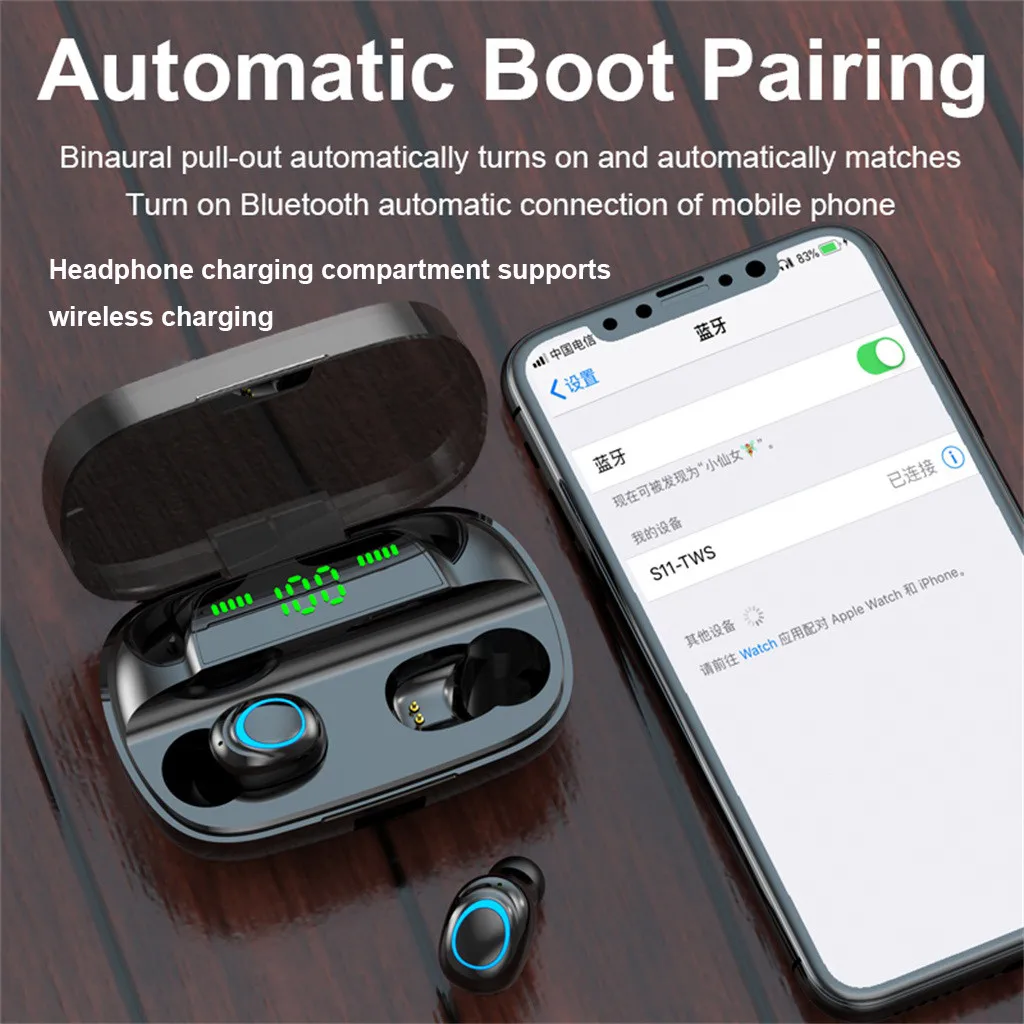 Bluetooth 5.0 Headset Wireless Mini In-Ear Earphone With Charging Case Stereo Deep Bass Sport Earbuds Dropshipping | Электроника
