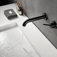 luxury wall mounted basin faucet blackchrome plated bathroom soild brass water mixer vertical handle design