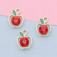 5pcs gold plated red crystal apple charms pendants for jewelry making necklace diy bracelet accessories earrings