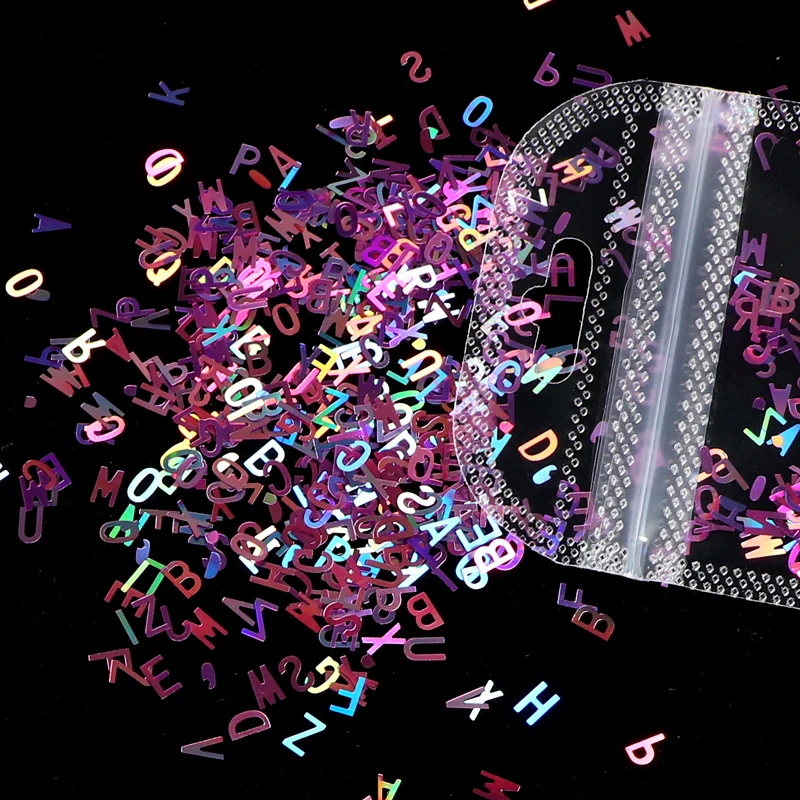 1 пакет зеркальные блестящие буквы для ногтей блестки цветные голографические 3D