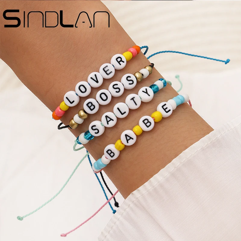 Sindlan 4 шт. Смешные красочные регулируемые браслеты для женщин милые веревочные