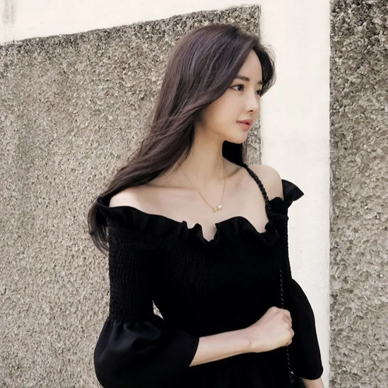 

EFINNY Simple Long Sleeve New Blouse Sexy Off Shoulder Solid Color Blouse 2019 New Tops