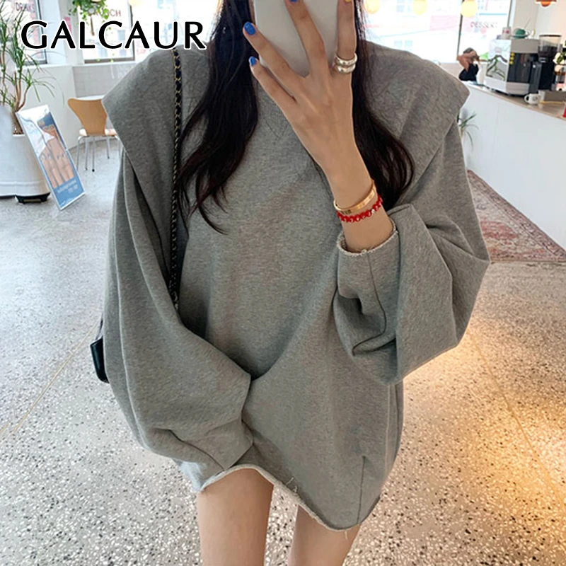 GALCAUR/Повседневная Женская толстовка в стиле пэчворк с круглым вырезом и длинными