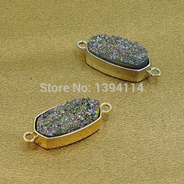 Шестигранный Соединитель с титановым покрытием и агатом 33 х13 мм