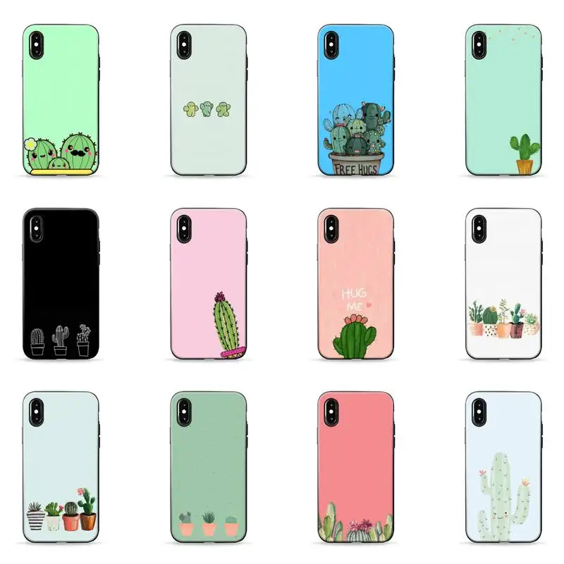 

Candy Color Cactus Phone Case for iPhone 7 8 11 12 Pro X XS Max XR Samsung A S 10 20 30 50 70 Plus pro funda